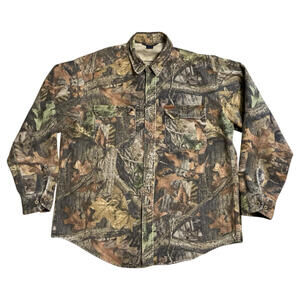 VTG Woolrich John Rich & Bros Advantage Camo Button Long Sleeve Shirt Mens L